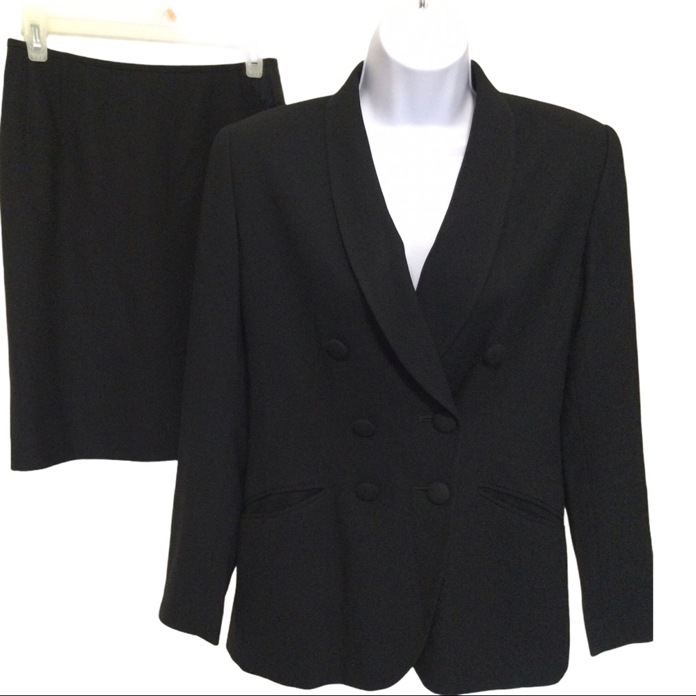 Petite Sophisticate Dress Suit 2 Pcs Black Sz 4P